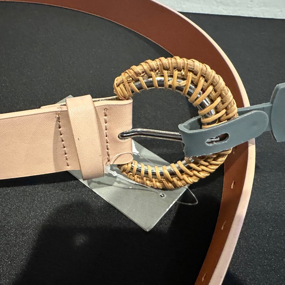 Tan Woven Buckle Women's Belt